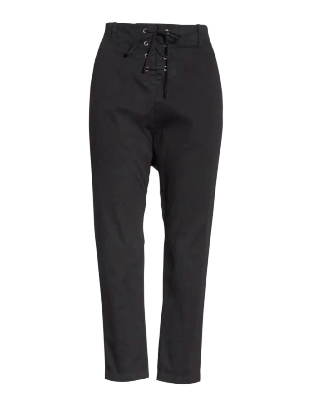 NILI LOTAN Avery Lace Up Pants Drop Crotch Crop Lace Up Black Size 0